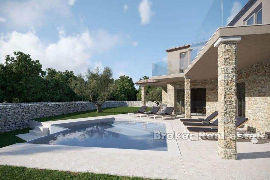 Casa con piscina e vista mare