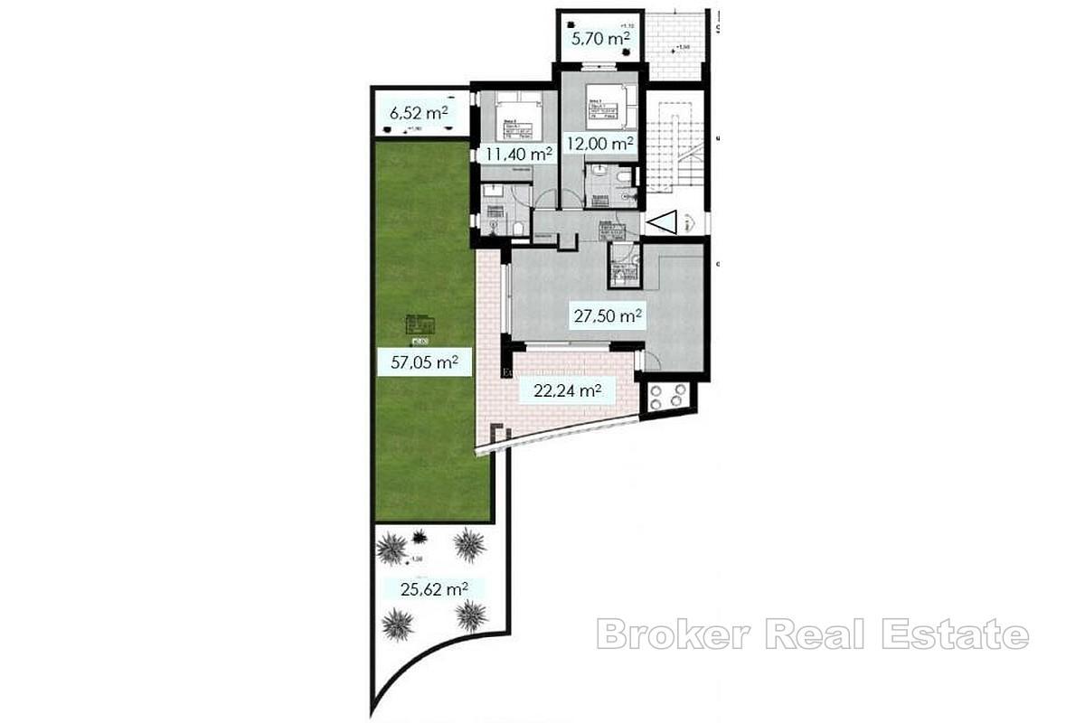 Appartamento moderno con giardino e vista mare