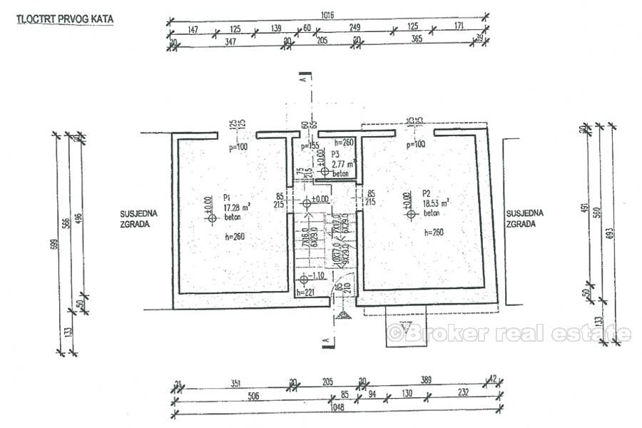 Unfinished detached house with sea view, for sale