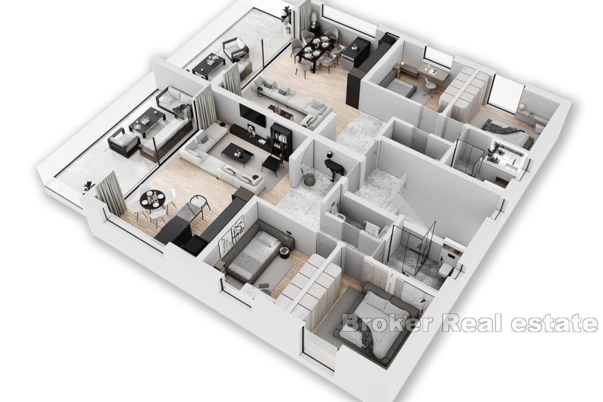 Appartements modernes dans un immeuble neuf avec piscine et vue sur la mer