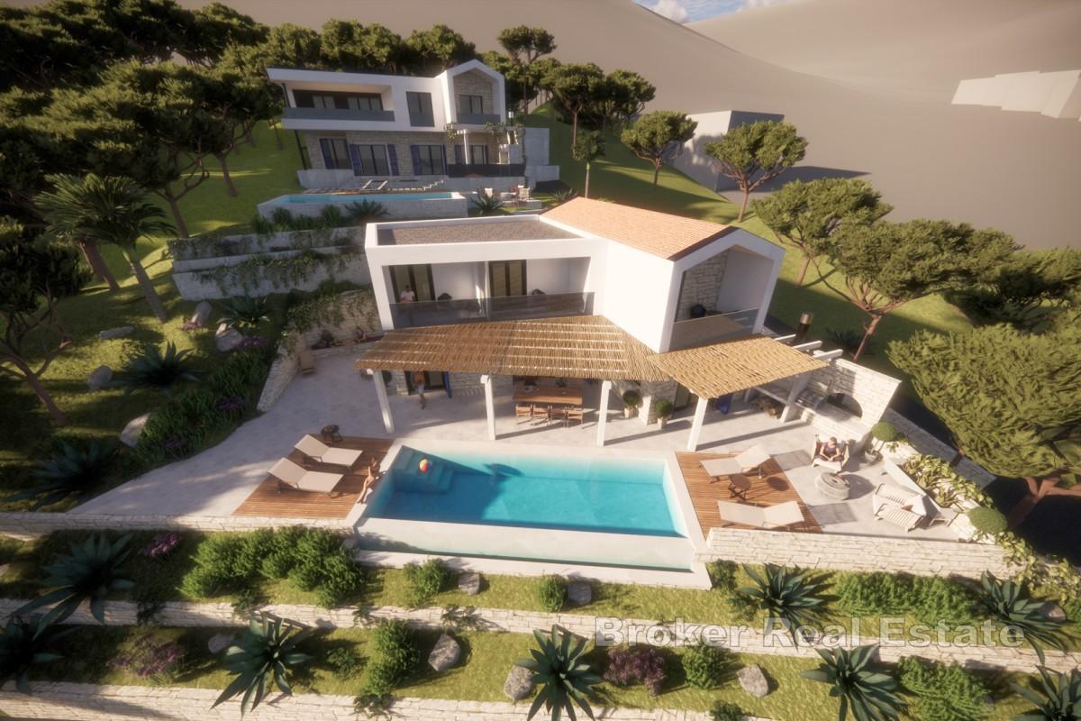 Moderní vila ve výstavbě s výhledem na moře