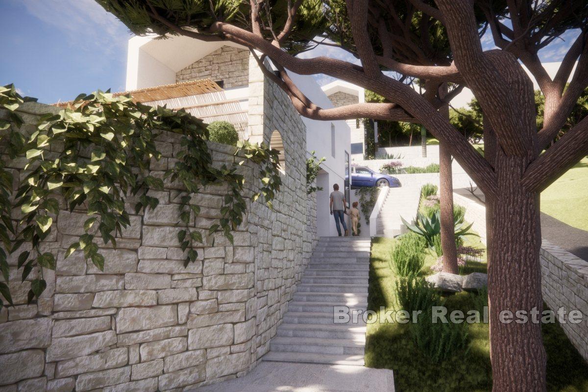 Modern villa under construction with sea view