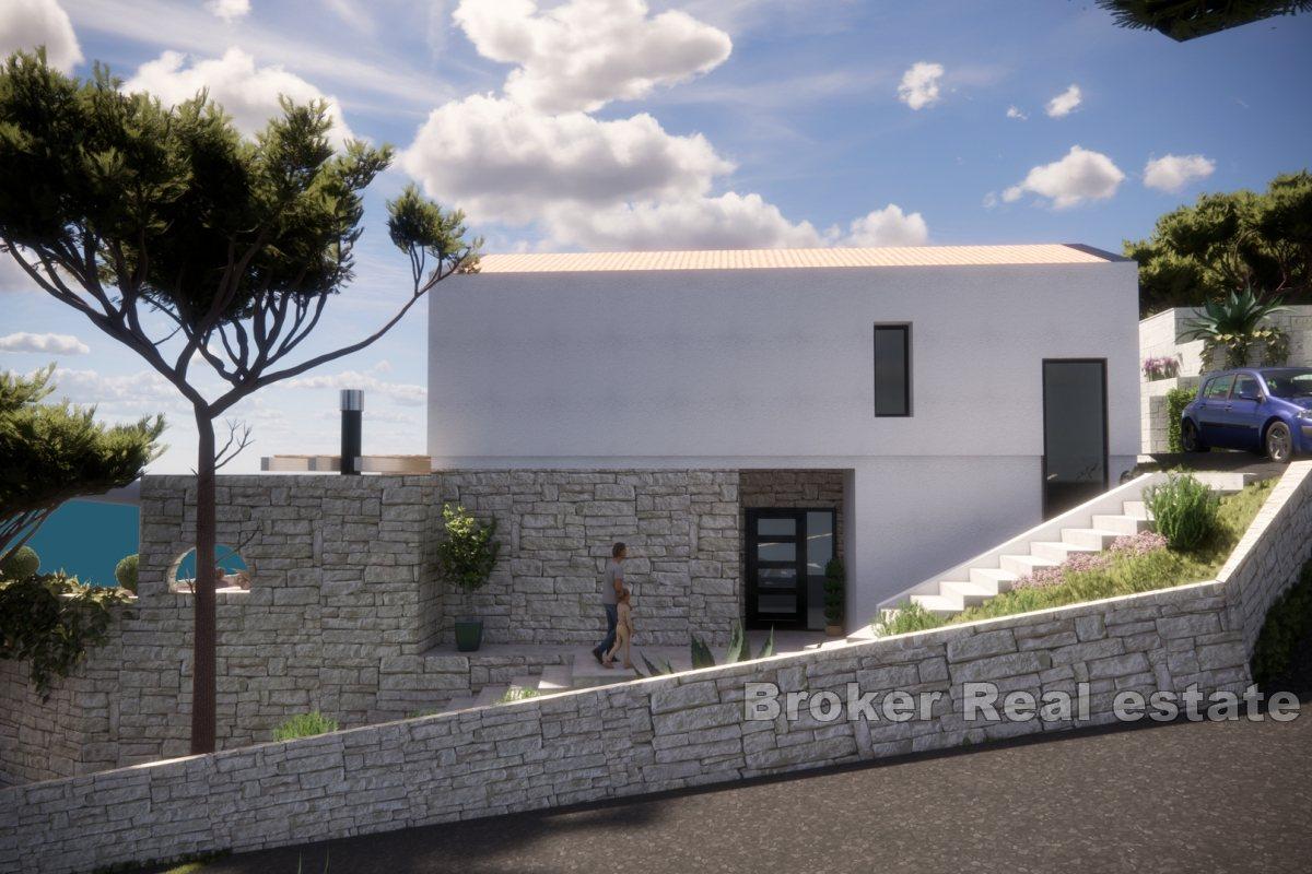 Modern villa under construction with sea view