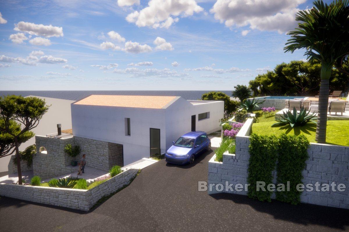 Modern villa under construction with sea view