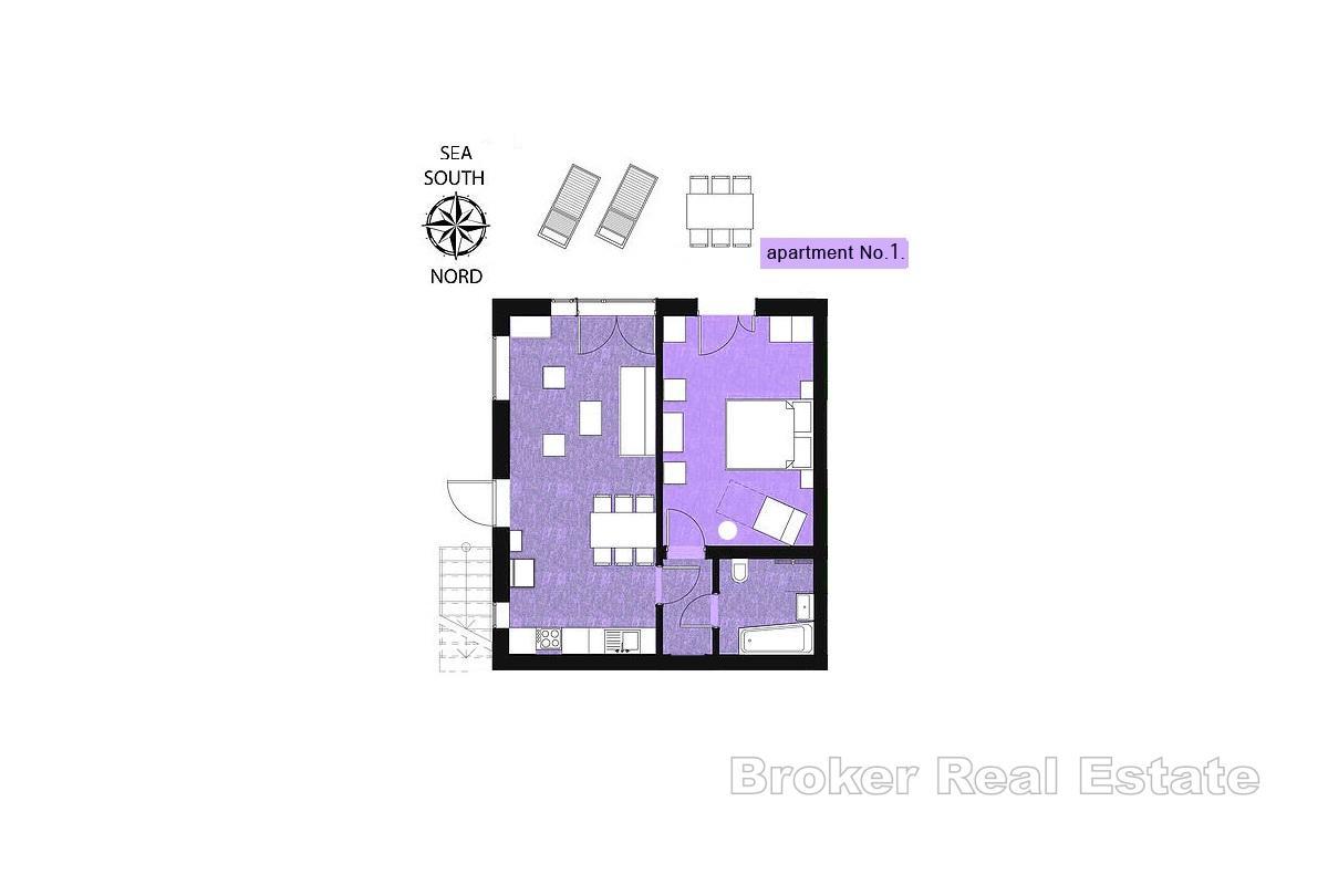Moderní apartmán u moře se zahradou