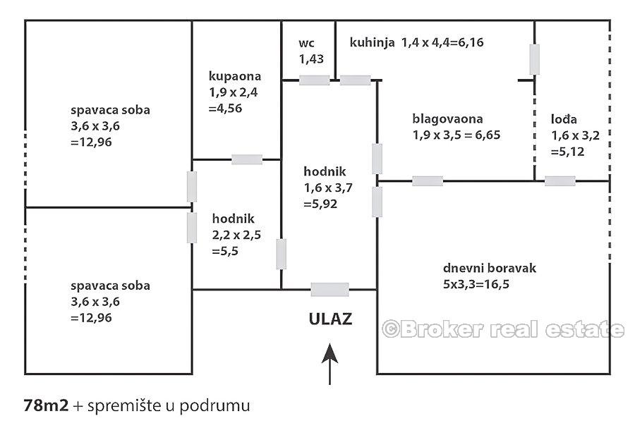 Zweizimmerwohnung, Split, Kman, zu verkaufen