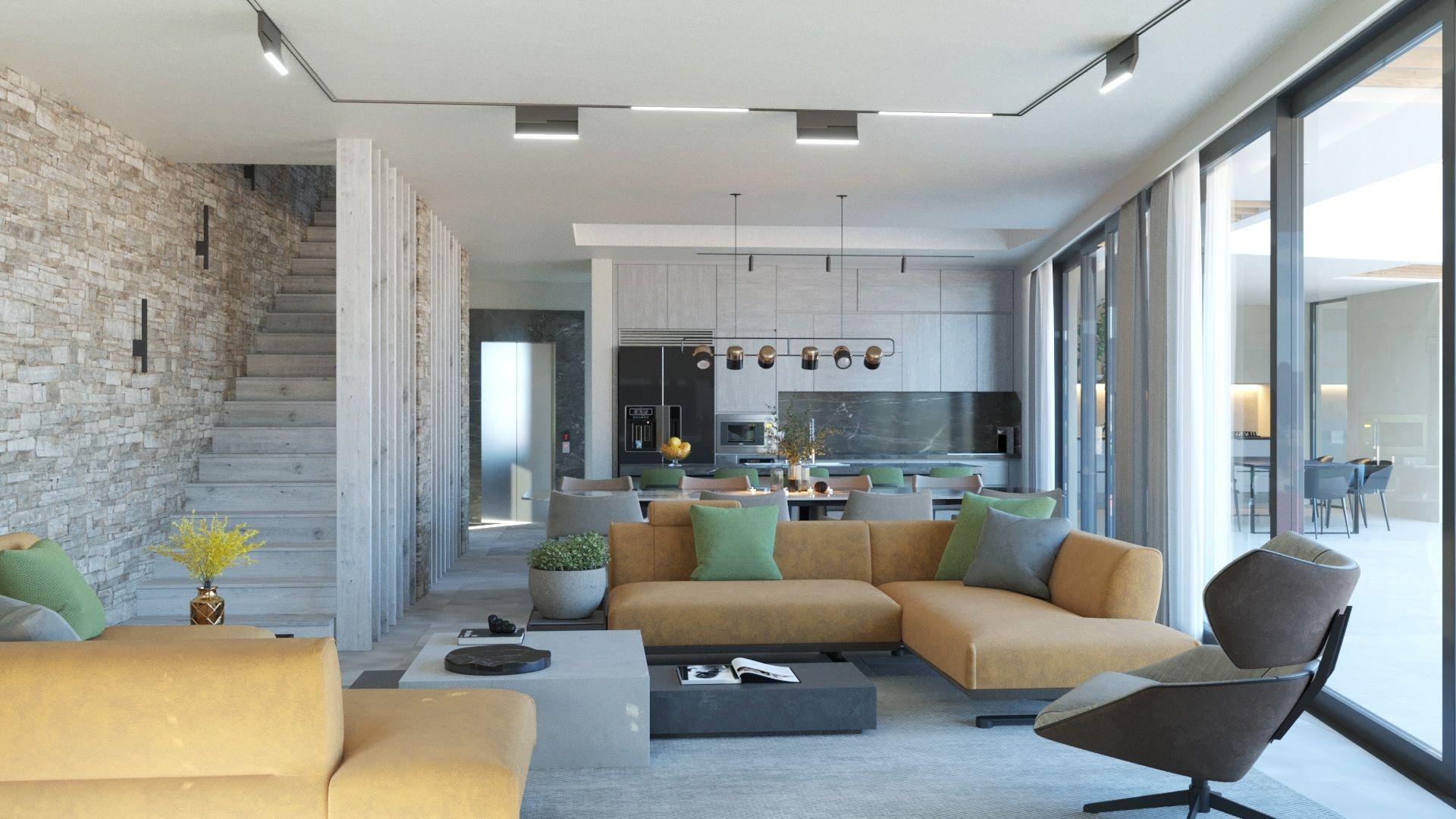 Modern villa med pool, andra raden från havet