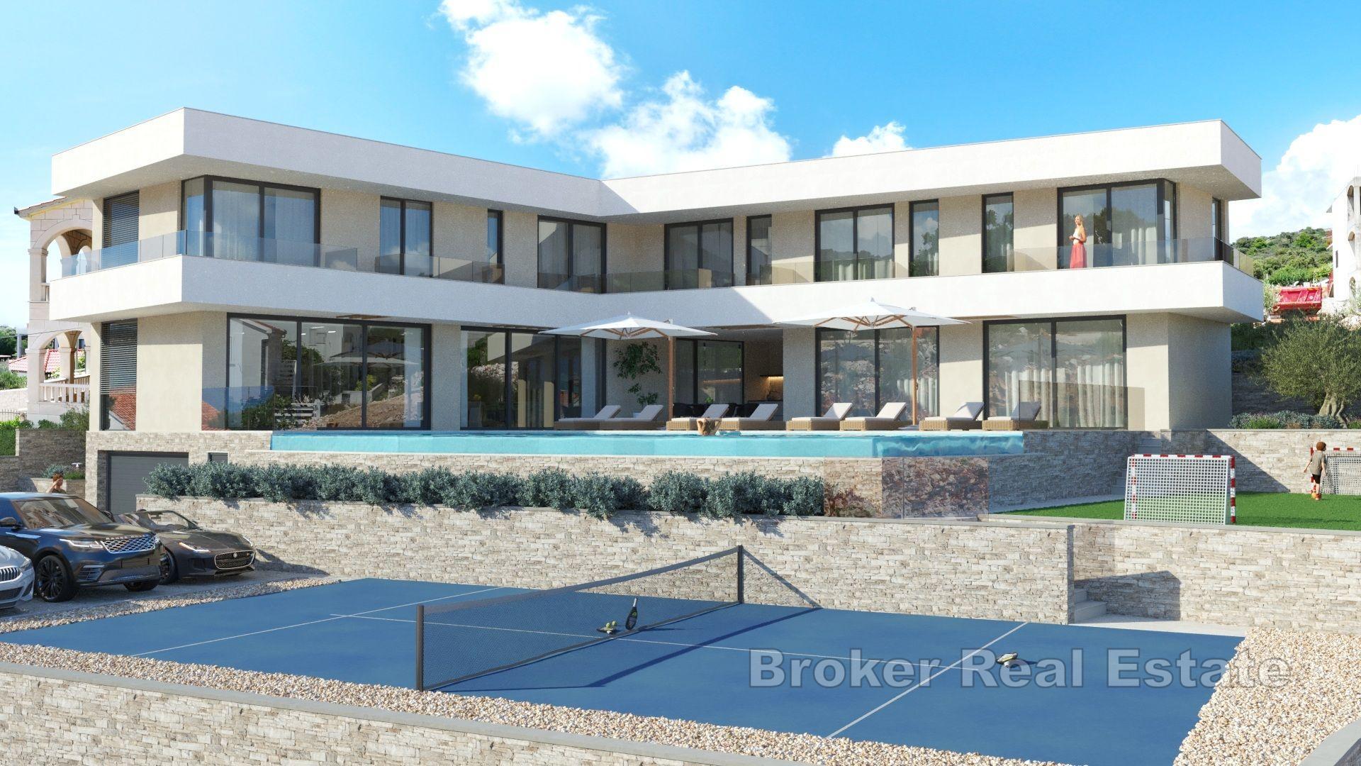 Moderní vila s bazénem, druhá řada od moře