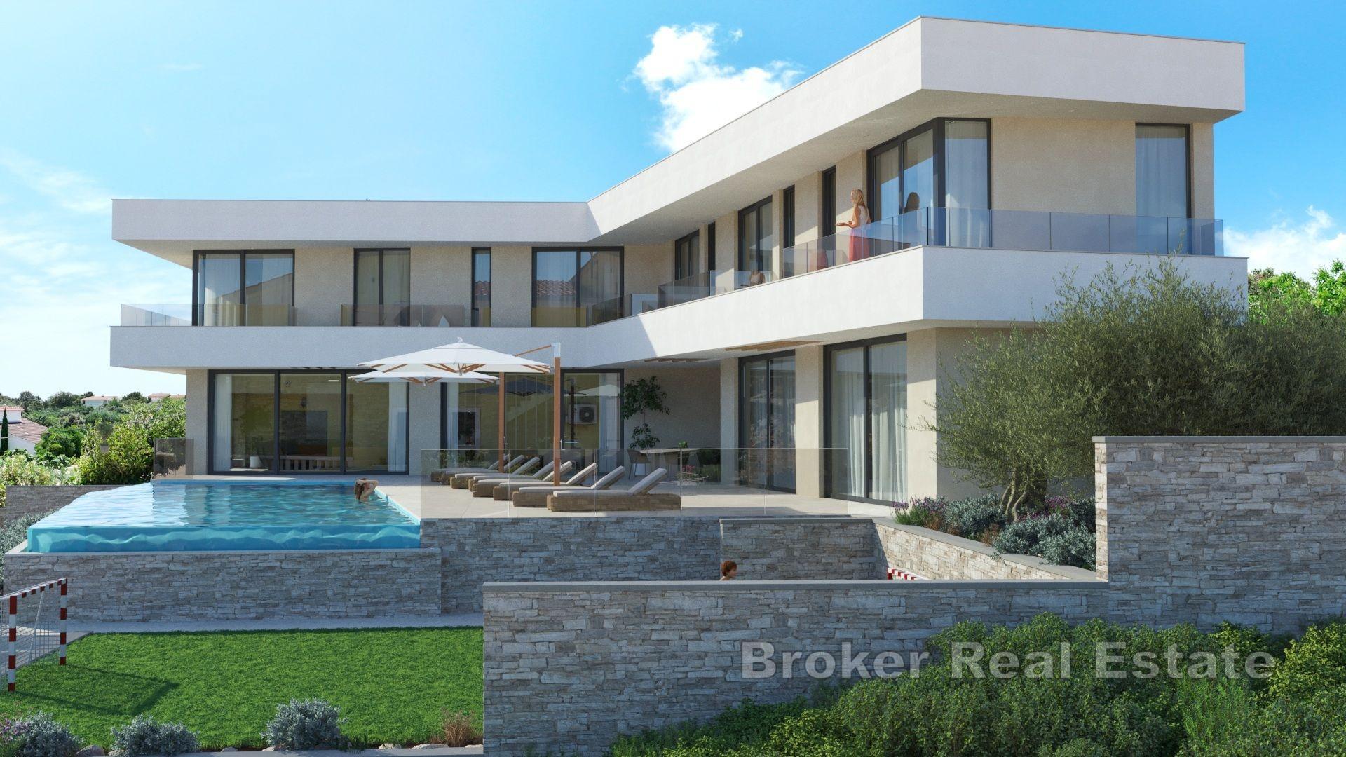 Modern villa with pool, second row from the sea