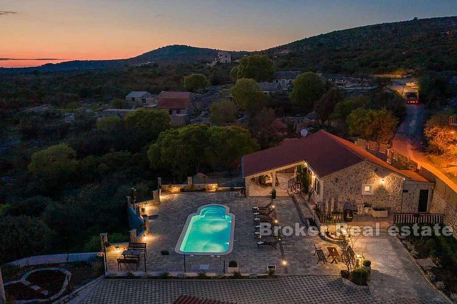 Newly built stone villa with pool