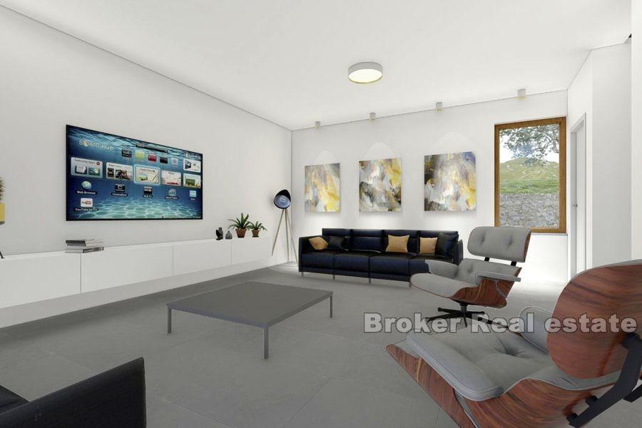 Villa under construction with pool and sea view