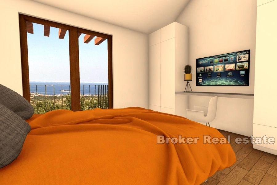 Villa under construction with pool and sea view