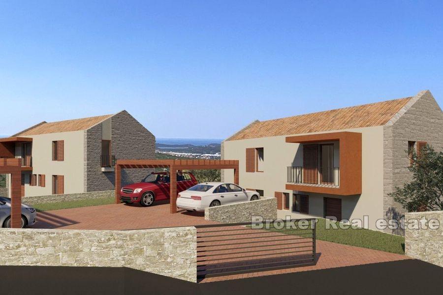 Villa under construction with pool and sea view