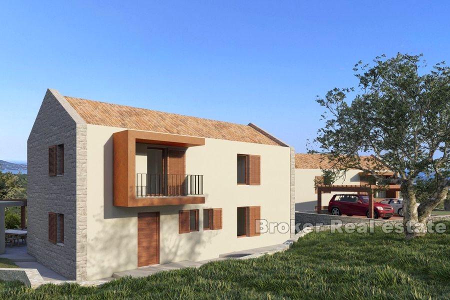 Villa under construction with pool and sea view