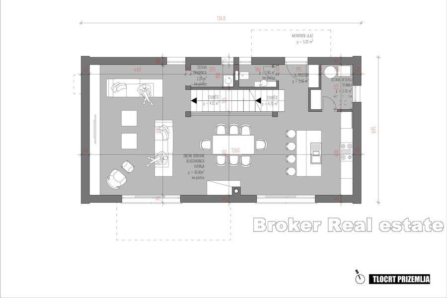 Villa under construction with pool and sea view