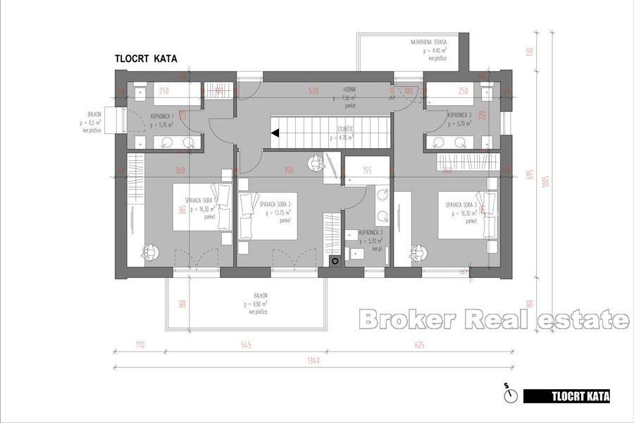 Villa under construction with pool and sea view