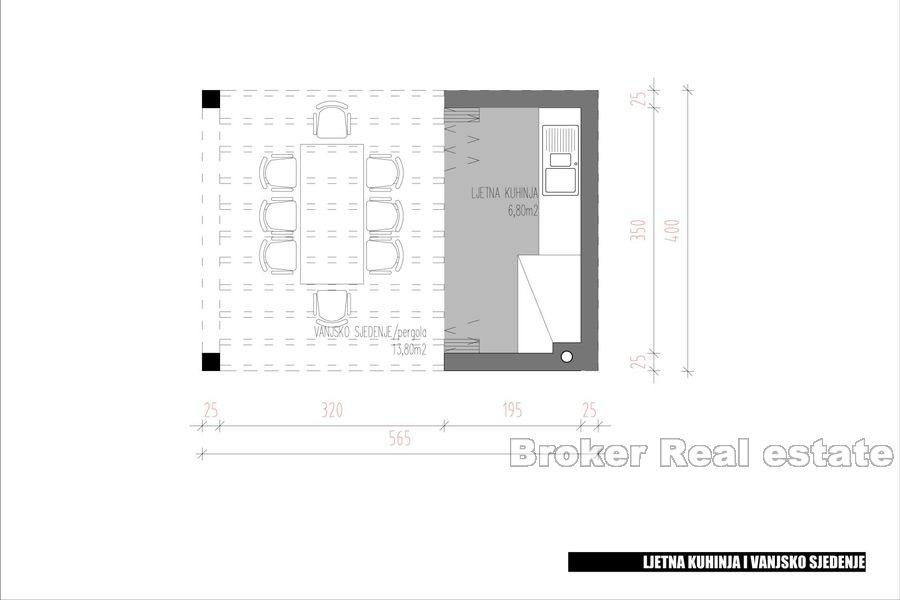 Villa under construction with pool and sea view
