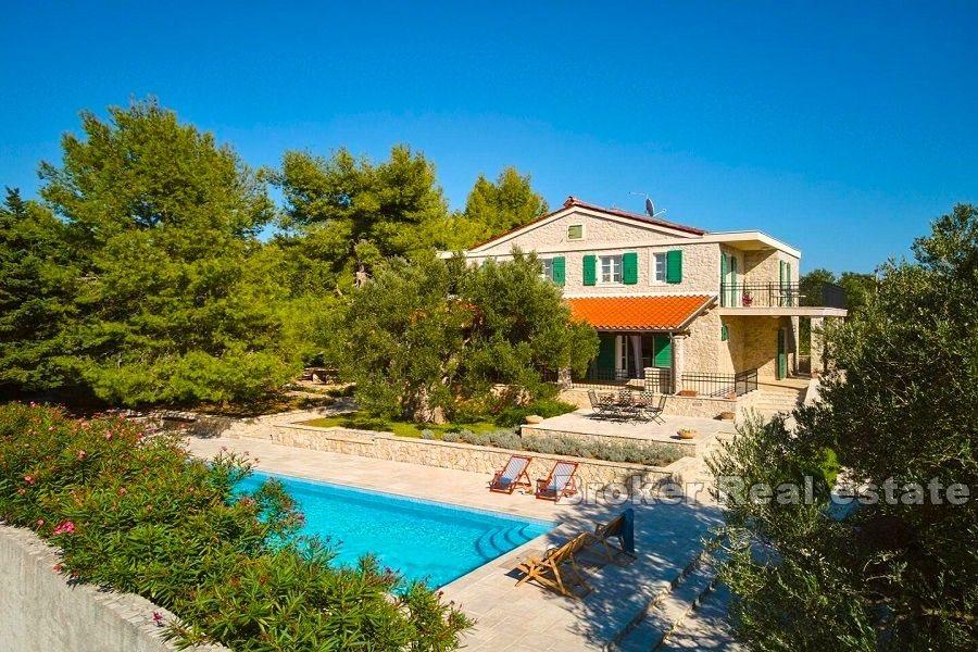 Stone villa with pool and sea view