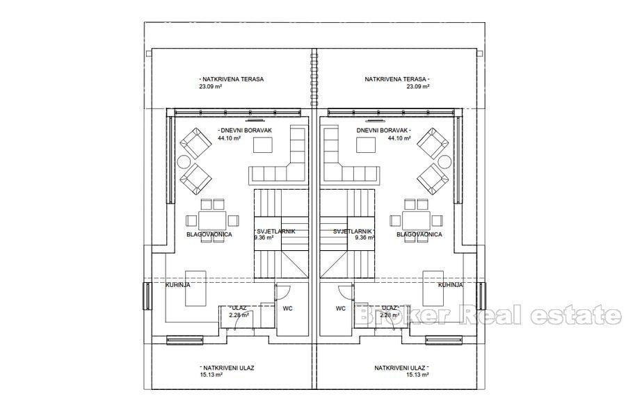 Semi-detached modern villa with swimming pool