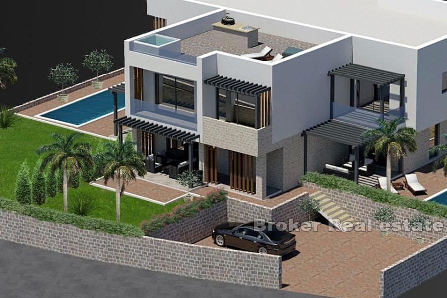 Casa con terrazza sul tetto e vista mare