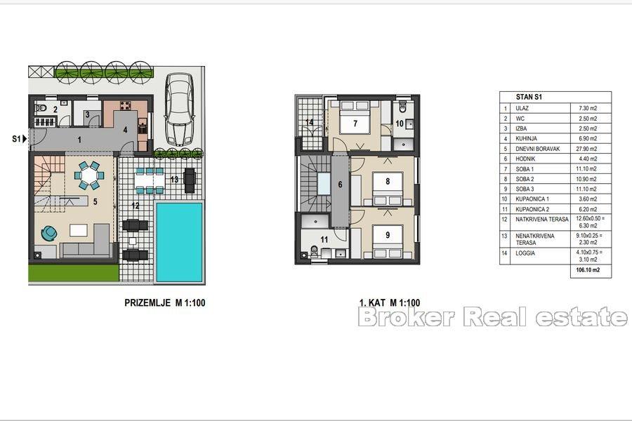 Luxury apartments, second row from the sea
