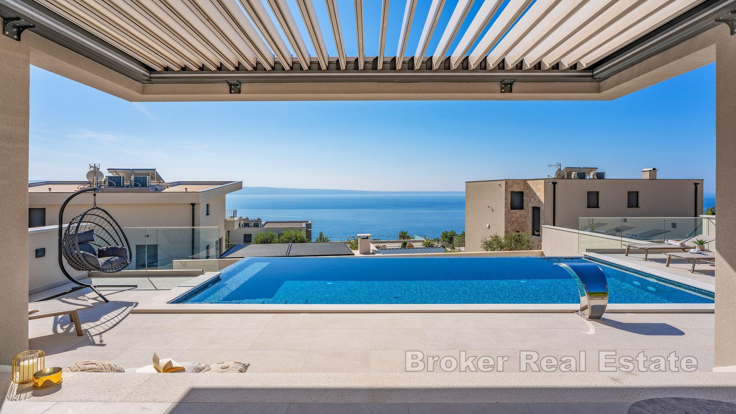 Nybyggd villa med pool och havsutsikt