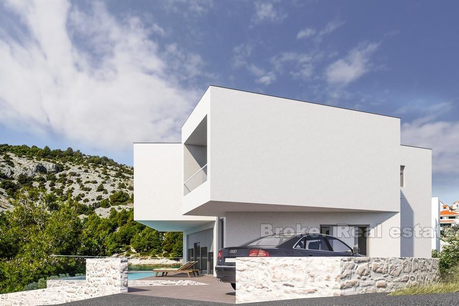 Villa med svømmebasseng under bygging