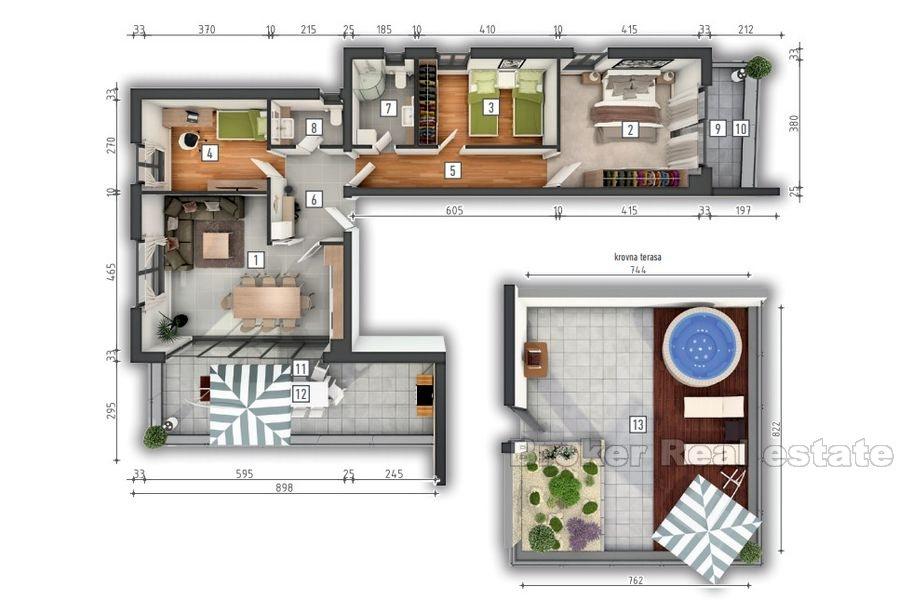 Penthouse leilighet på andre rad fra sjøen, til salgs