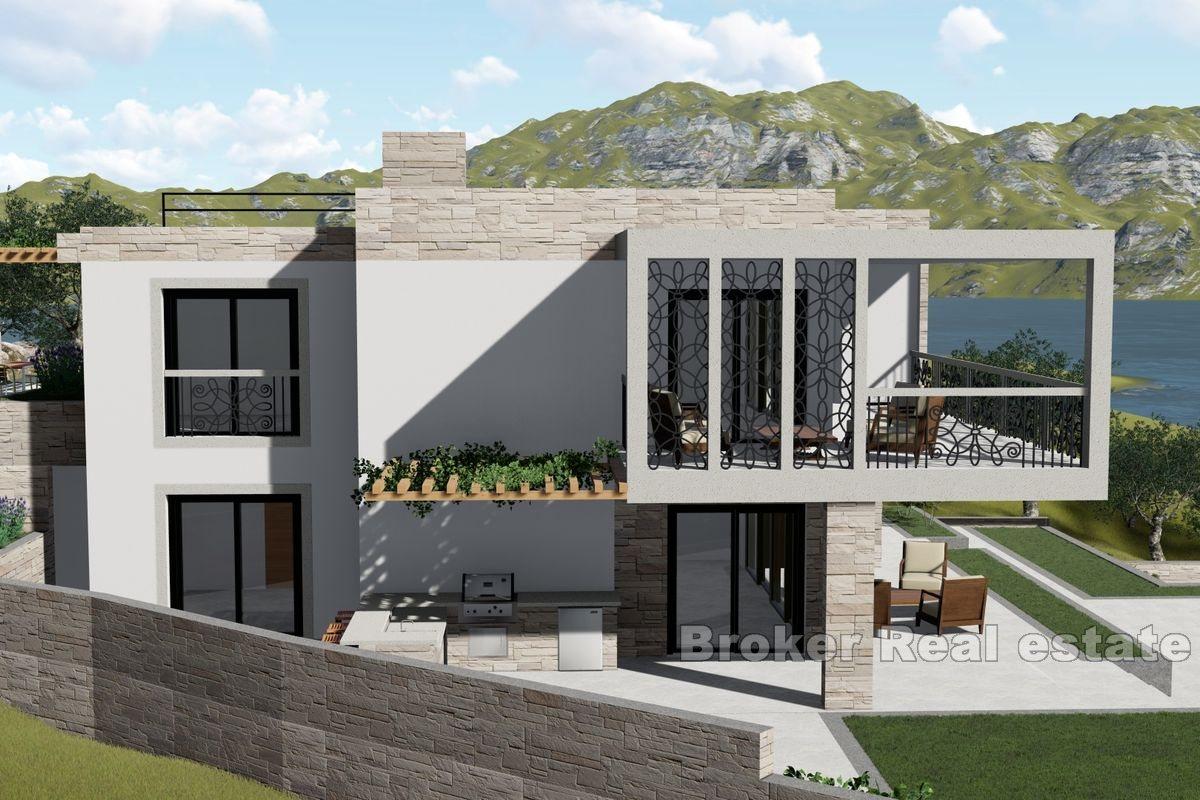 Baugrundstück mit Projekt in erster Reihe zum Meer