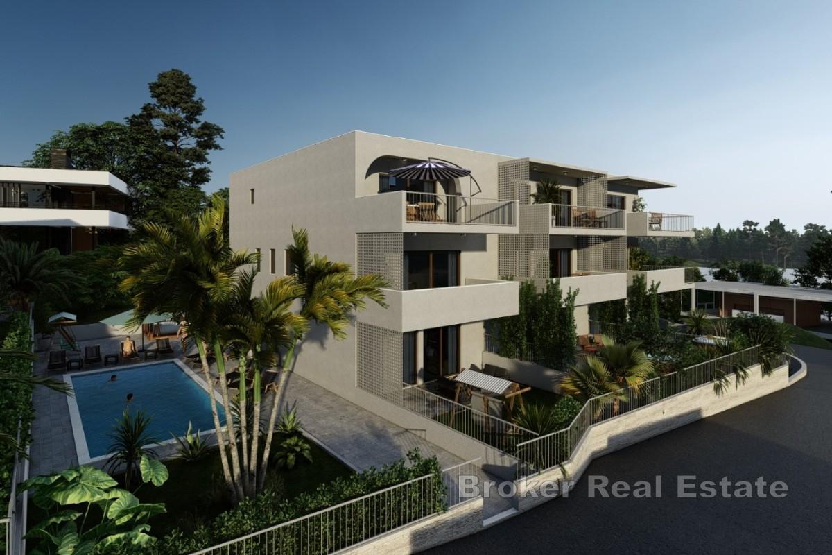 Apartament w nowym budynku na wyspie Ciovo z widokiem na morze