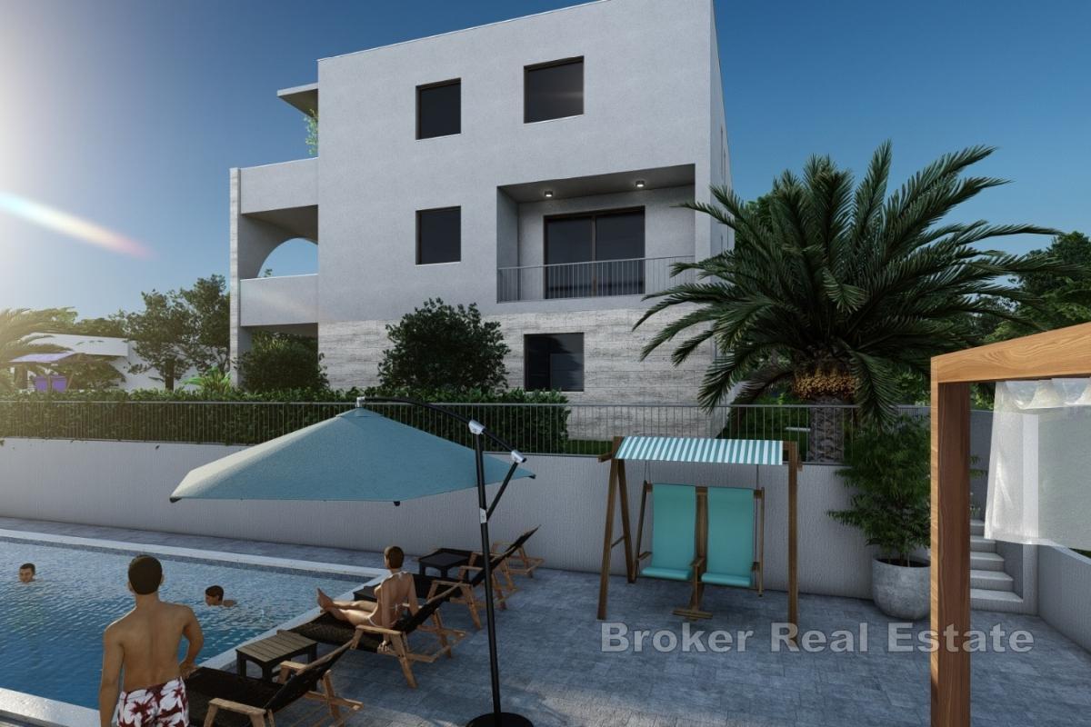 Apartament w nowym budynku na wyspie Ciovo z widokiem na morze