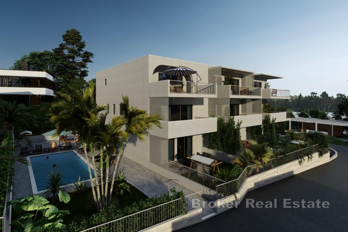 Apartament w nowym budynku na wyspie Ciovo z widokiem na morze