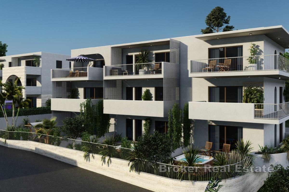 Apartament w nowym budynku na wyspie Ciovo z widokiem na morze