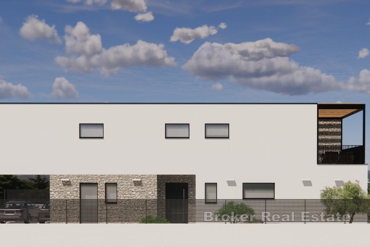 Nowoczesny dom w zabudowie bliźniaczej z basenem