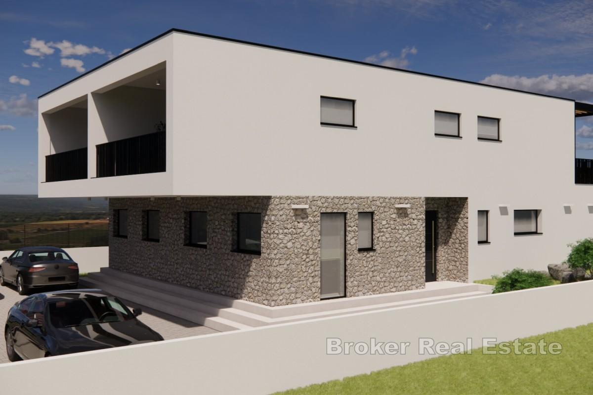 Nowoczesny dom w zabudowie bliźniaczej z basenem