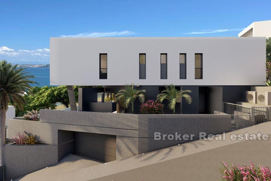 A modern villa with a panoramic view of the sea