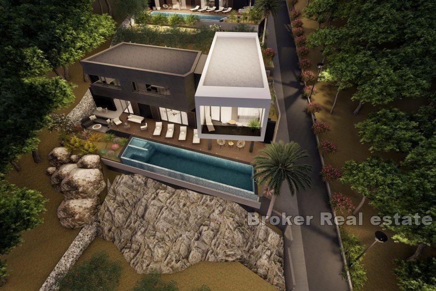 Eine moderne Villa mit Panoramablick auf das Meer