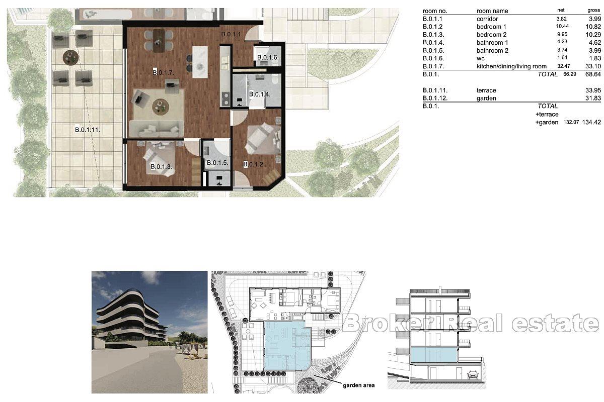 Luxuriöse Wohnung mit Garten in erster Reihe zum Meer
