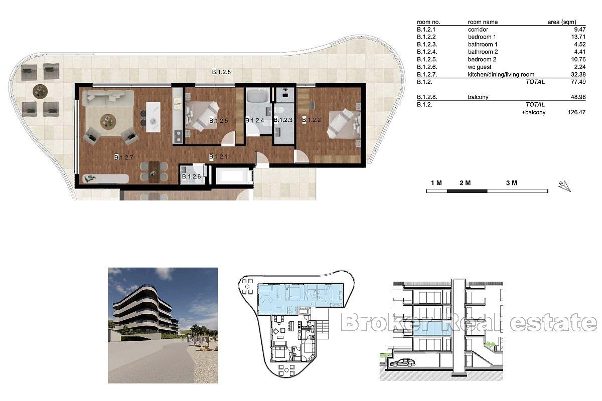 Modern apartment in the first row to the sea