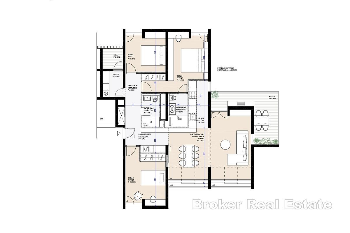 Luxusní apartmán se třemi ložnicemi a výhledem na moře