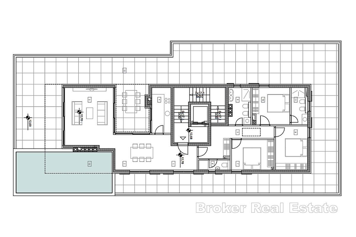 Luxusní podkrovní apartmán s bazénem a výhledem na moře