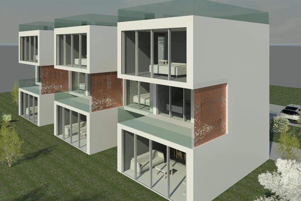 Moderna villa a schiera con vista mare