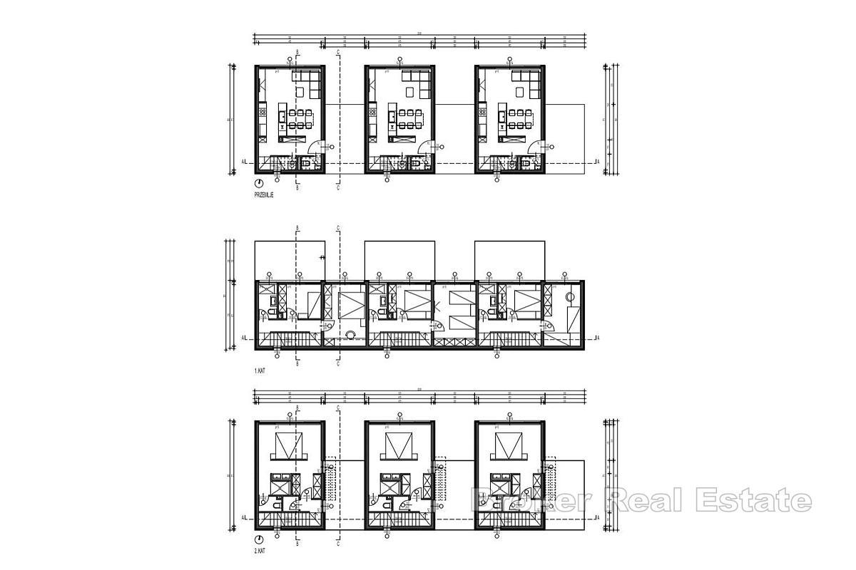 Moderna villa a schiera con vista mare