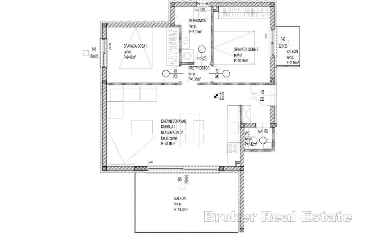 Nowoczesny apartament z dwiema sypialniami i widokiem na morze