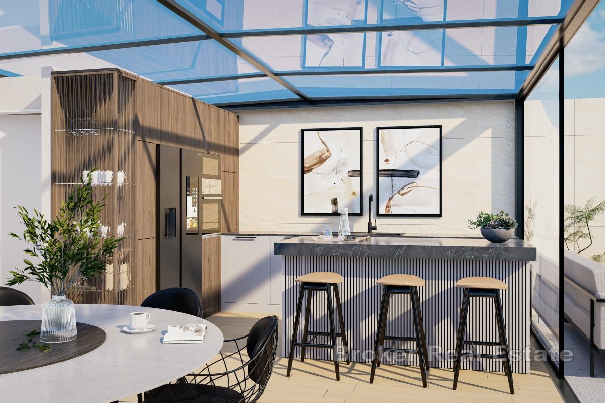 Luxusní dvoupokojový penthouse apartmán se střešní terasou