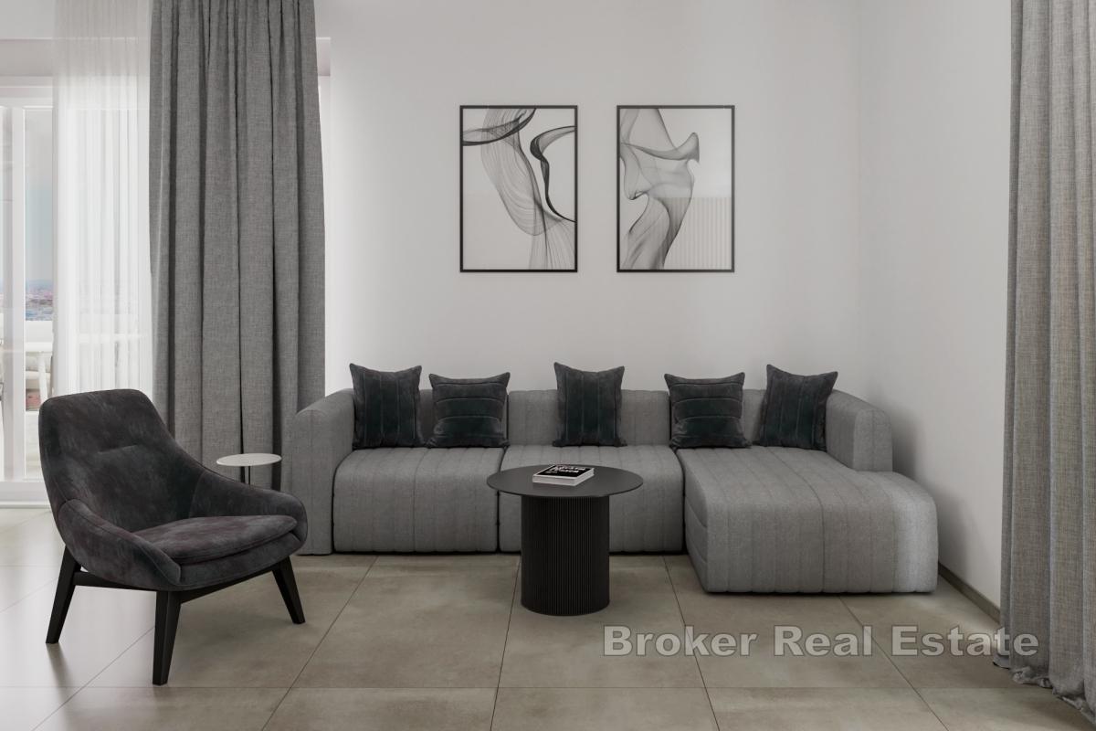 Moderní dvoupokojový apartmán s výhledem na moře a zahradou