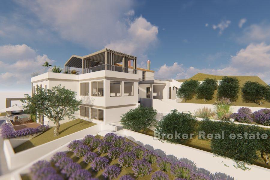 Eine im Bau befindliche Villa mit Meerblick