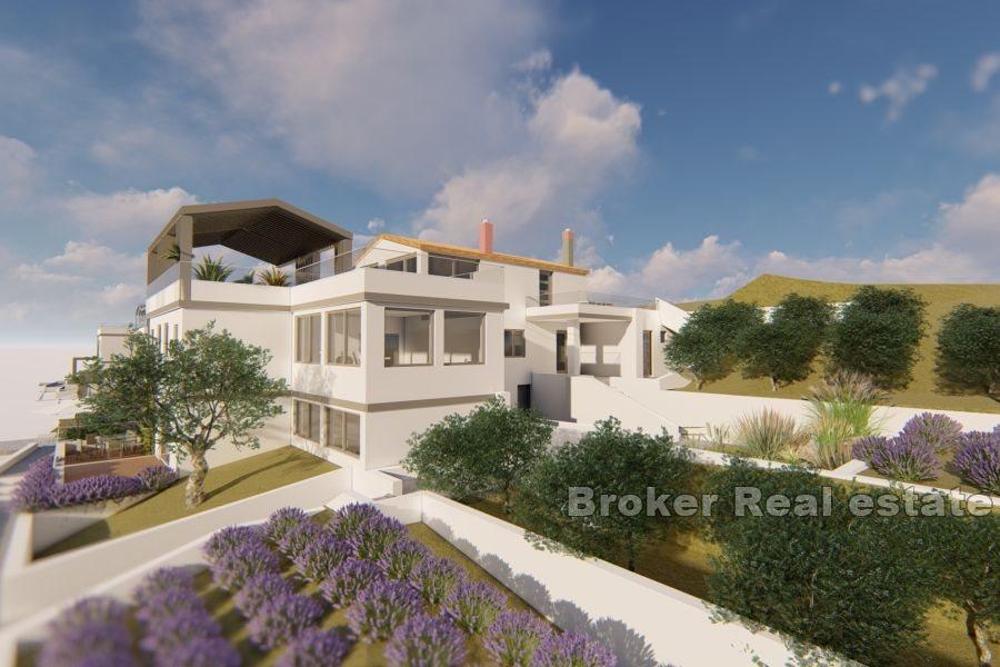 Eine im Bau befindliche Villa mit Meerblick