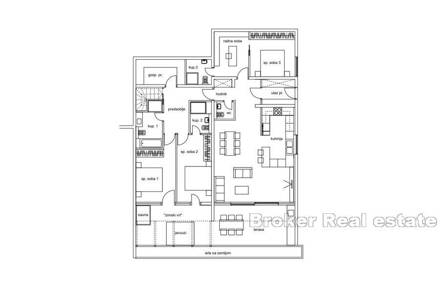 Меже, трехкомнатная квартира, без отделки