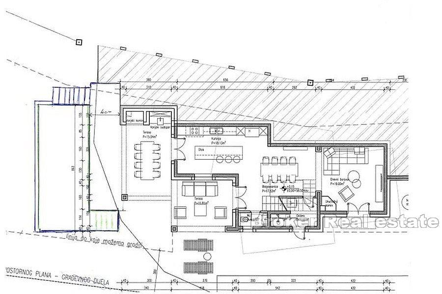 Dom z widokiem na basen i morze